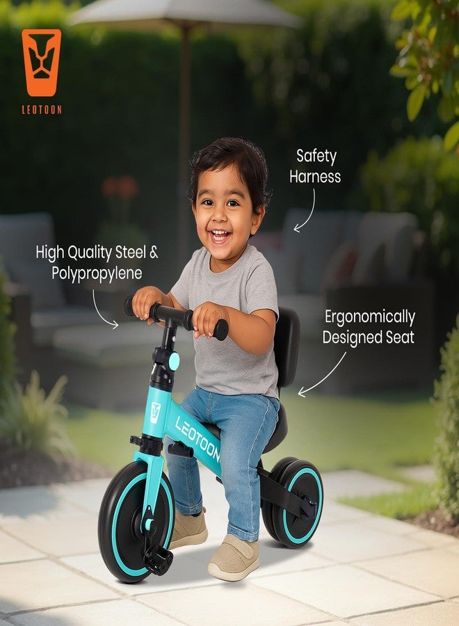 Leotoon 4 in 1 Trot n Roll Tricycle, 3 Mute EVA Wheels, Big Wheel Hub, Steel Frame, Non Slip Tyres, Extendable Push Handle, Convertible to Balance Bike, Blue, 2 to 6 Years - Image 3